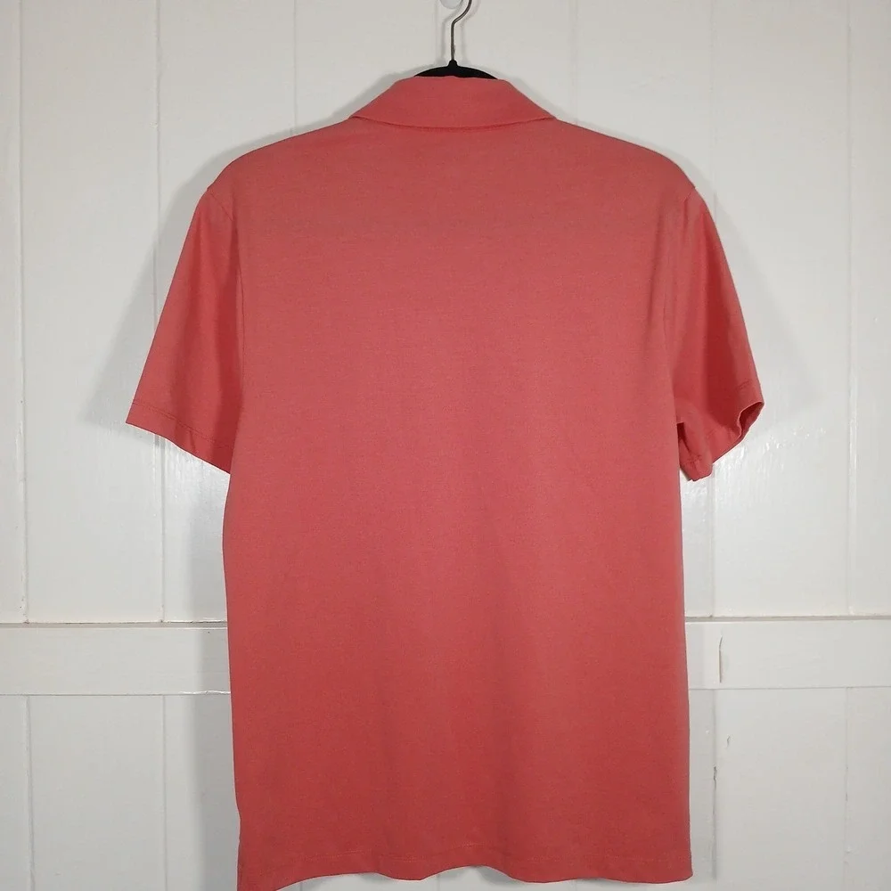 J CREW OARSMAN‎ Mens Untucked Pique Polo Shirt Coral Pink Short Sleeve Size S